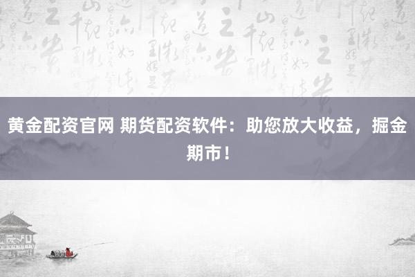 黄金配资官网 期货配资软件:助您放大收益,掘金期市!
