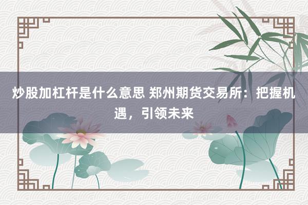 炒股加杠杆是什么意思 郑州期货交易所：把握机遇，引领未来